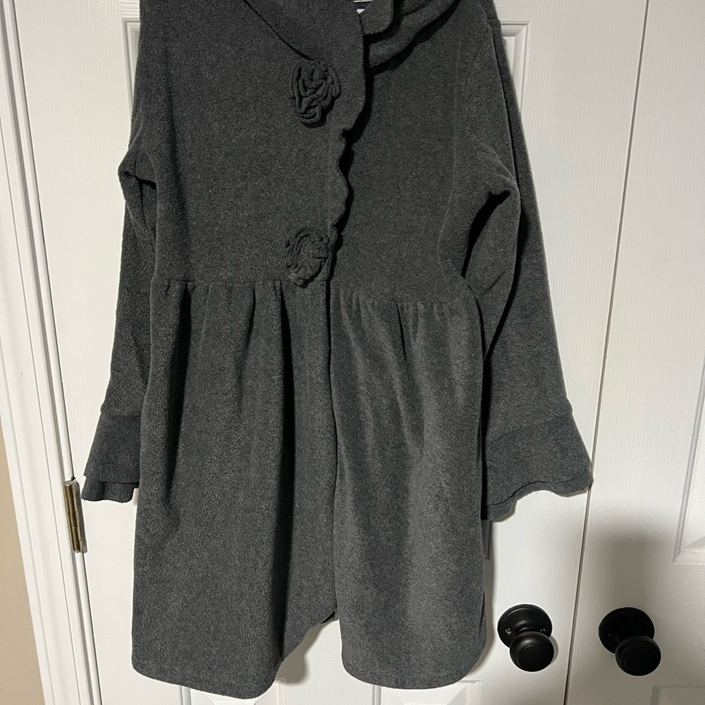American Widgeon Girl 8 Grey Fleece Winter Jacket Hooded Dressy Fleece Ruffles